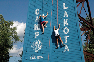 climbing wall with logo